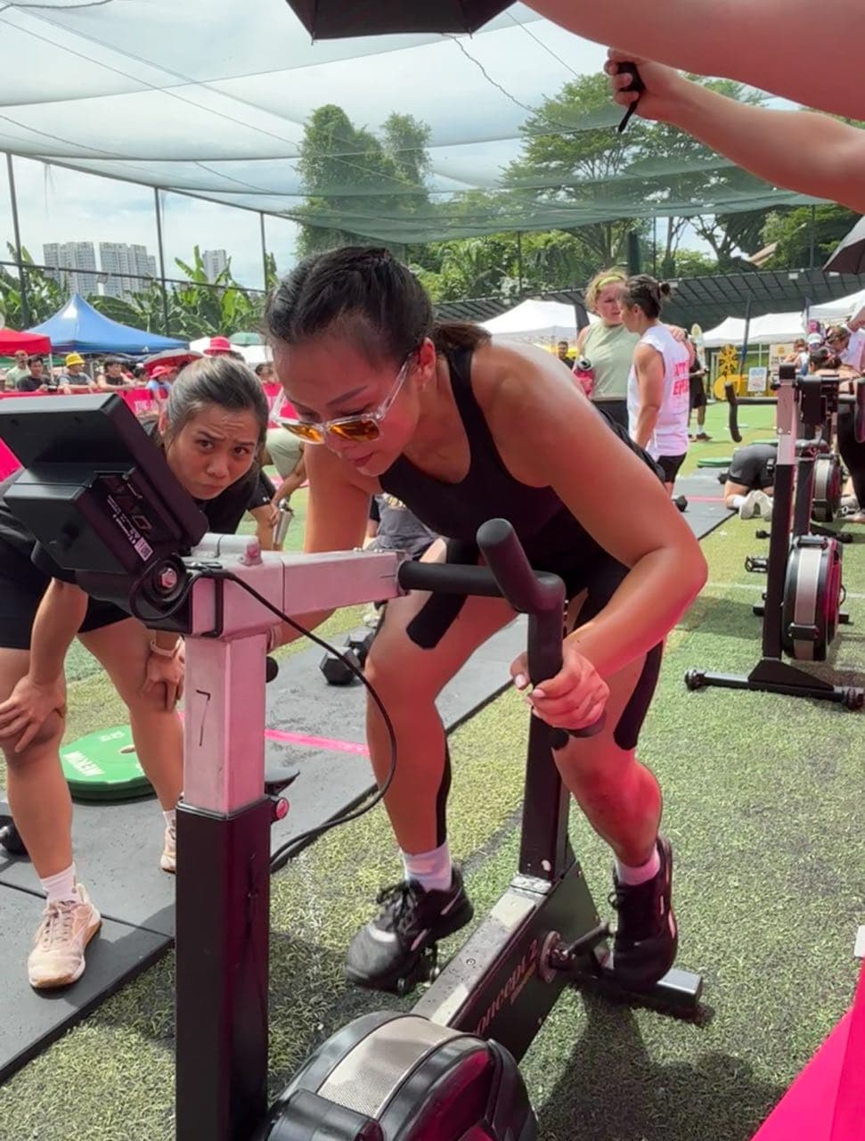 Eugenia Chan competing at HYROX fitness race event in Singapore
