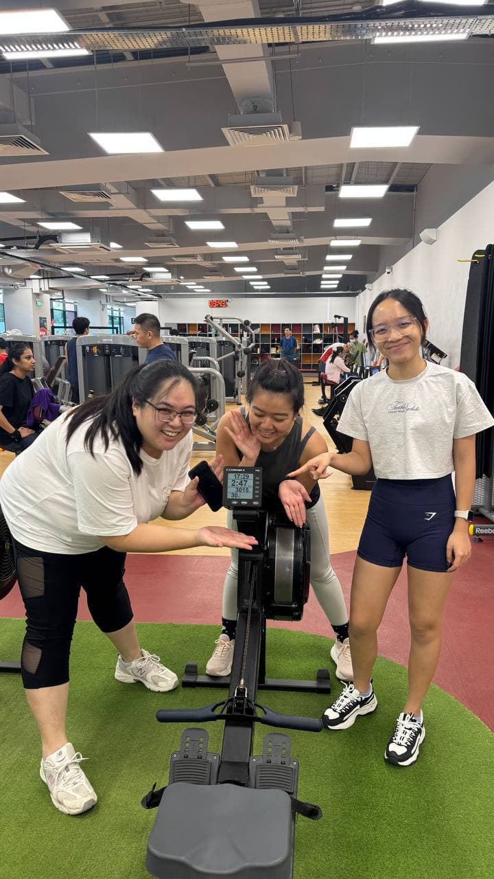 Eugenia Chan personal training session on rowing machine in Singapore gym